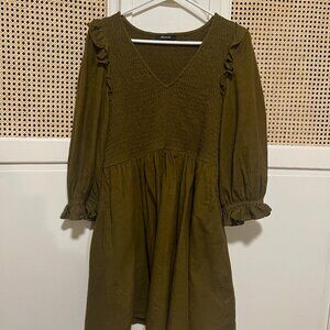 Madewell Olive Green Flannel mini dress